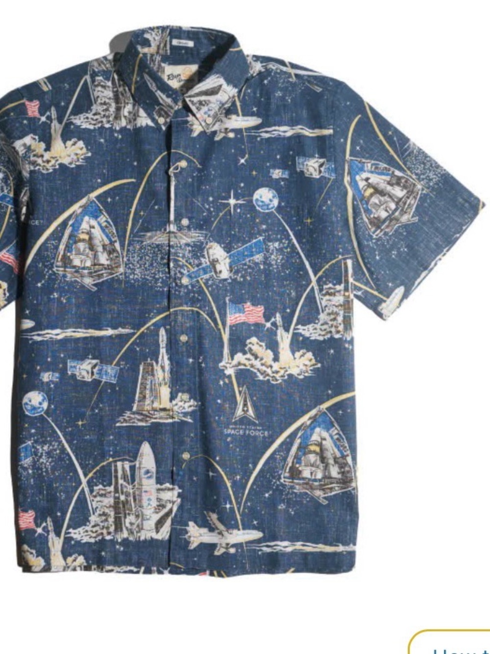 Men's Reyn  Spooner Space Force Pull Over Short Sleeve  Shirt. 3 XL and XL
